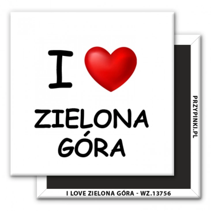 magnes 50x50mm I love Zielona Góra 