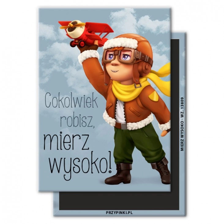 magnes 90x65mm Cokolwiek robisz mierz wysoko żółty szal