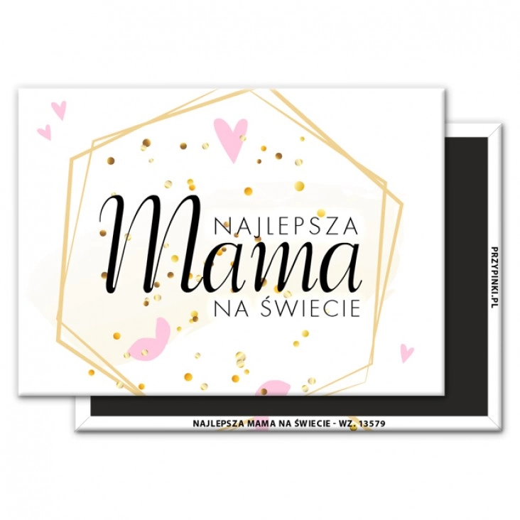 magnes 90x65mm Najlepsza mama na świecie w serduszkach