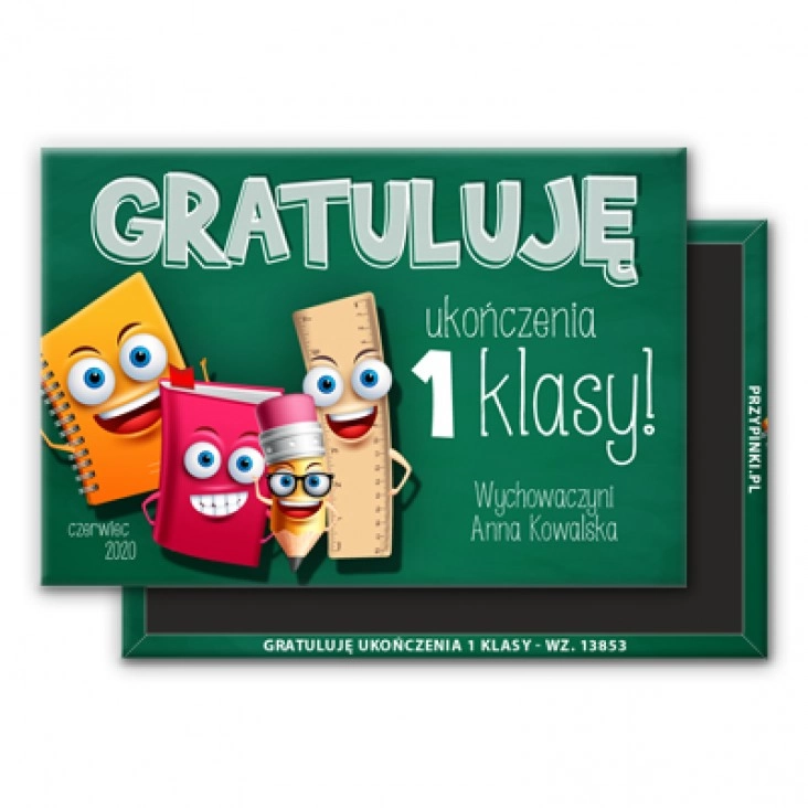 magnes 78x53mm Gratuluję ukończenia 1 klasy