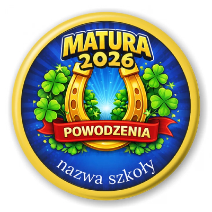 przypinka Matura podkowa i koniczynki
