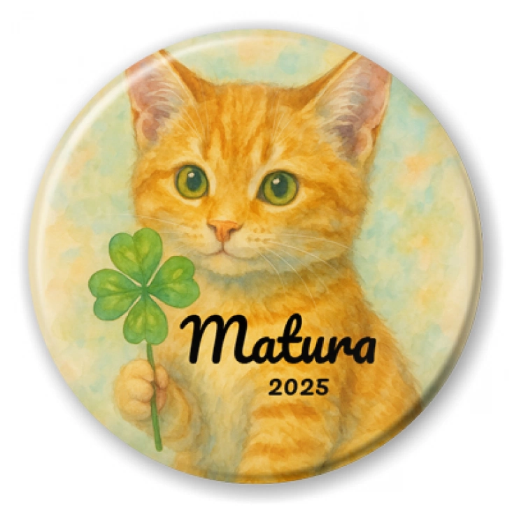 przypinka Matura z z rudym kotem