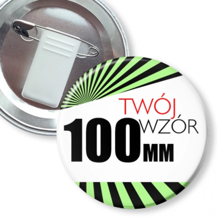 z żabką i agrafką Przypinka 100mm żabka i agrafka Twój wzór