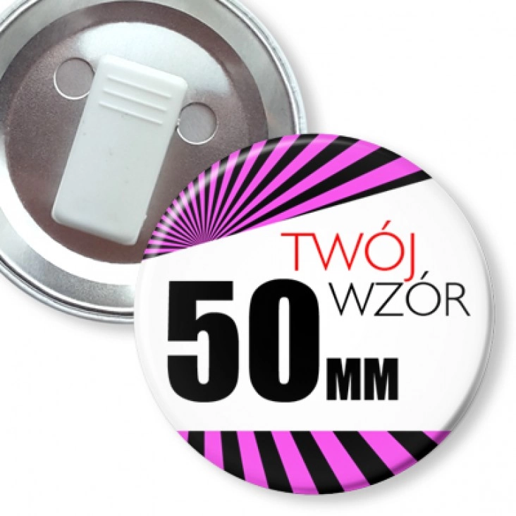 z żabką Przypinka 50mm żabka bez agrafki Twój wzór