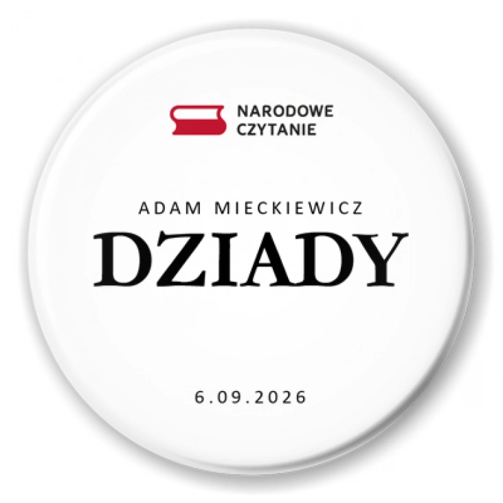 przypinka Narodowe Czytanie 2026 Dziady Adam Mickiewicz
