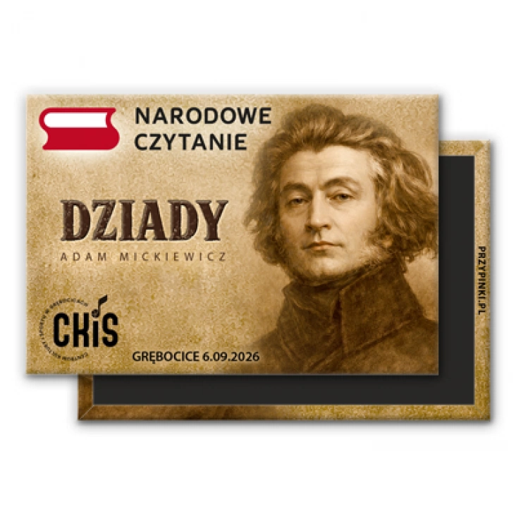 magnes 78x53mm  Narodowe Czytanie Dziadów Grębocice 2026