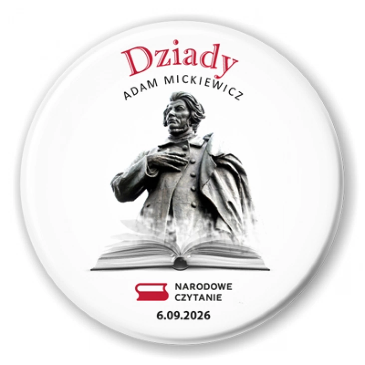przypinka Narodowe Czytanie Dziady Adama Mickiewicza
