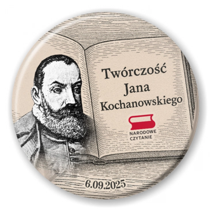 przypinka Narodowe Czytanie Twórczość Jana Kochanowskiego