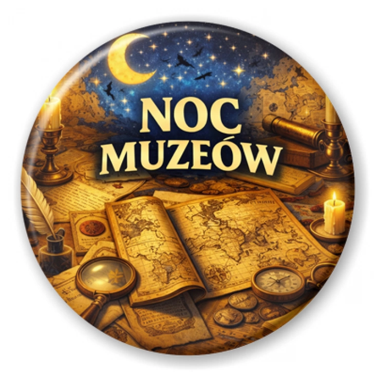 przypinka Noc Muzeów - mapy i dokumenty