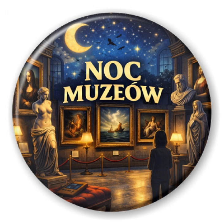 przypinka Noc Muzeów - rzeźba i malarstwo