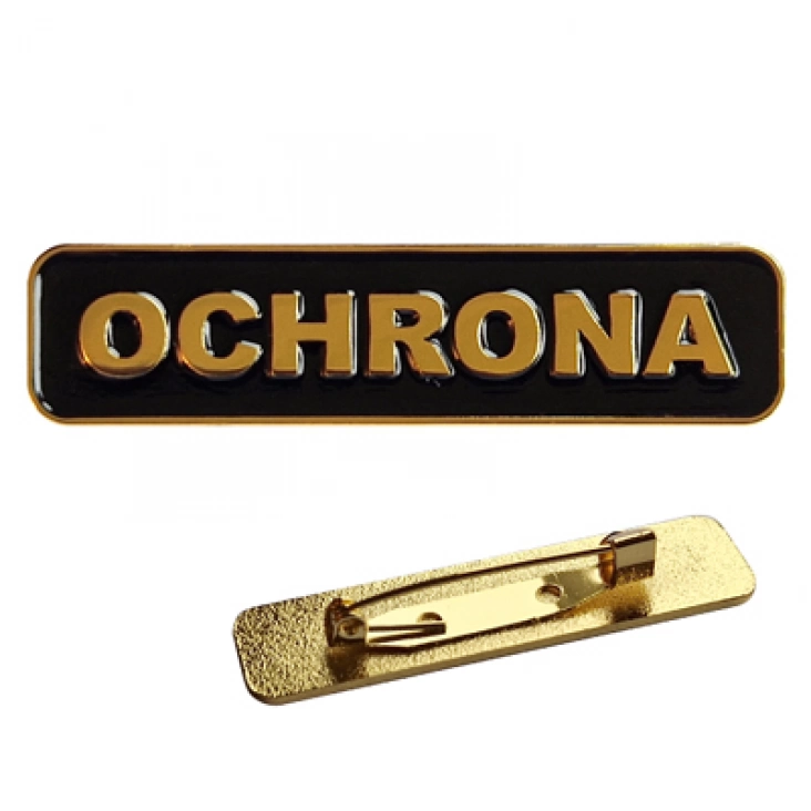 pins promoOchrona złote litery 50x12mm