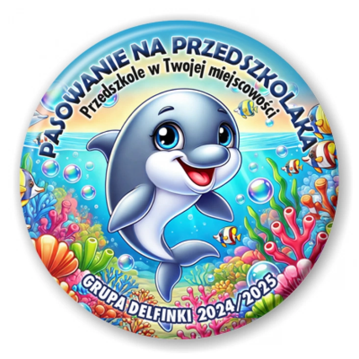 przypinka Pasowanie na przedszkolaka grupa Delfinki