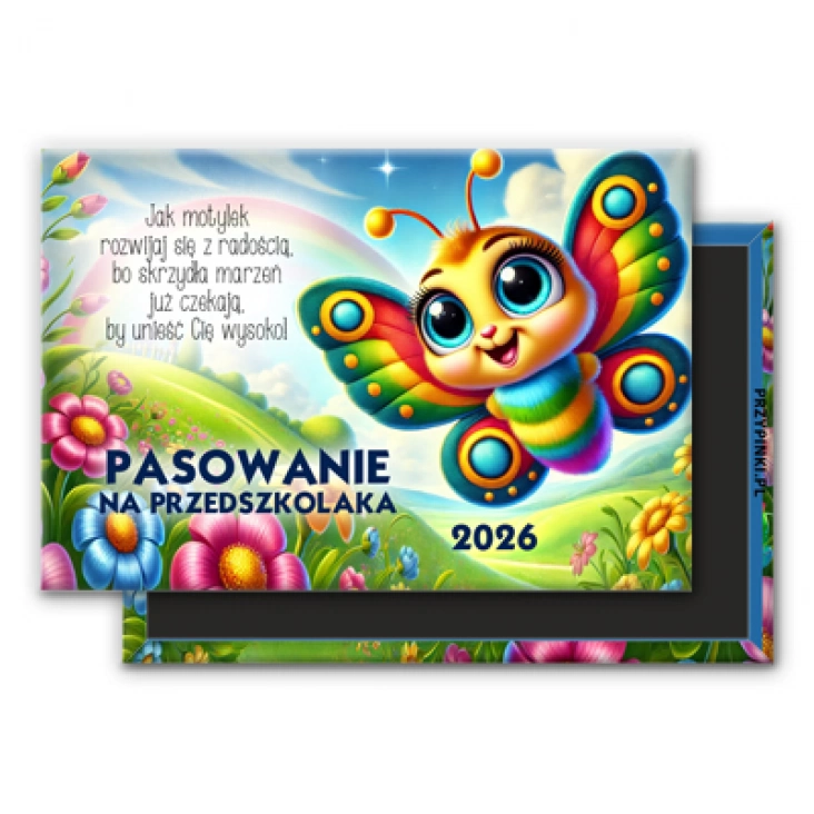 magnes 78x53mm Pasowanie na przedszkolaka w grupie motylki