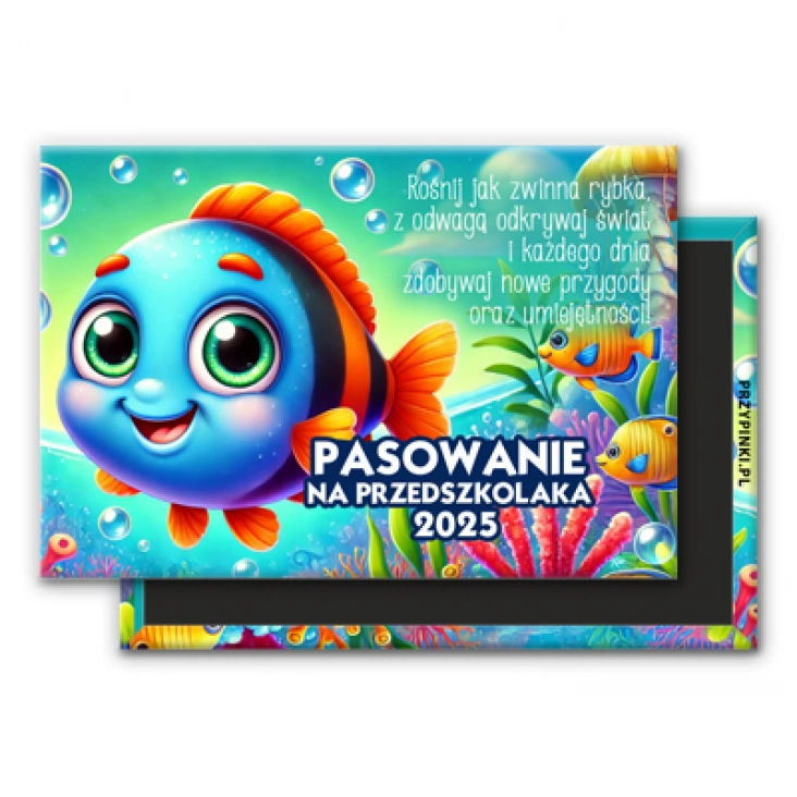 magnes 78x53mm Pasowanie na przedszkolaka w grupie Rybki