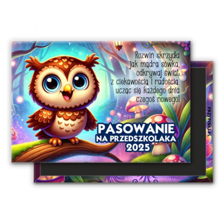 magnes 78x53mm Pasowanie na przedszkolaka w grupie Sówki