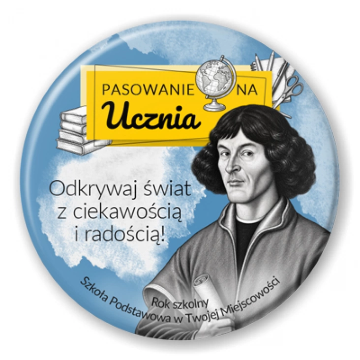 przypinka Pasowanie na Ucznia Mikołaj Kopernik