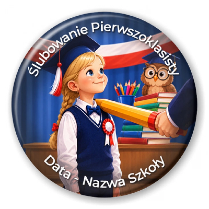 przypinka Pasowanie Ołówkiem dziewczynka