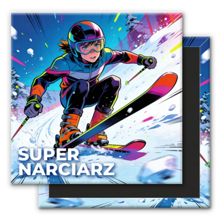 magnes 50x50mmPędzący Super Narciarz