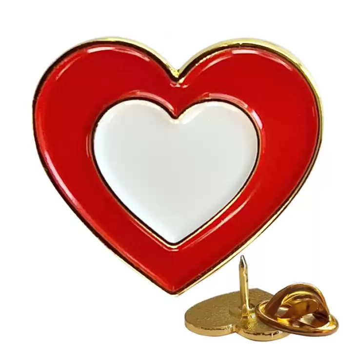 pins promo Serce białe w czerwonym sercu 18x16mm