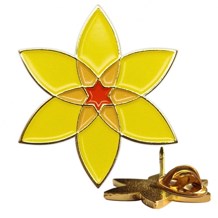 pins promoŻółty Żonkil symbol Powstania w Getcie Warszawskim 21x24mm