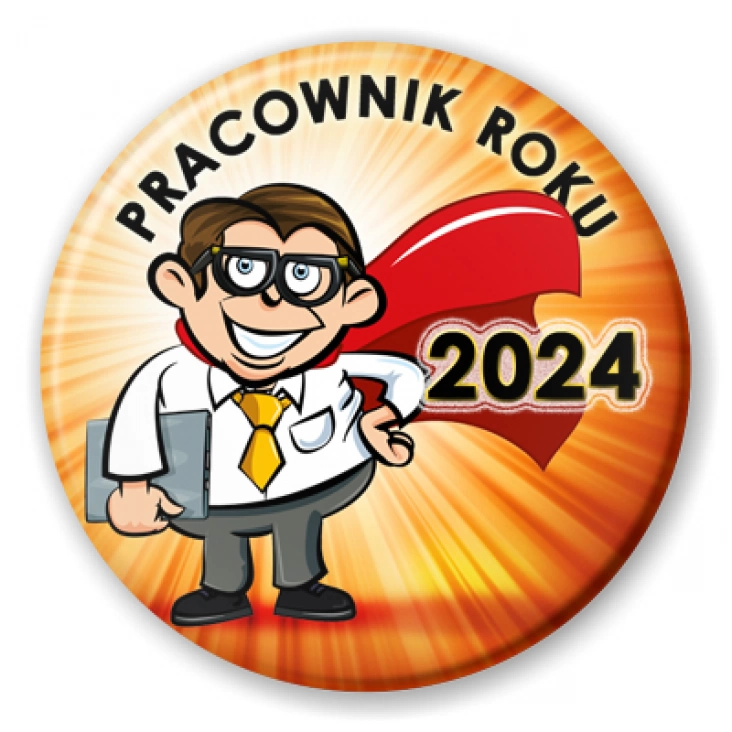 przypinka Pracownik Roku superman w okularach