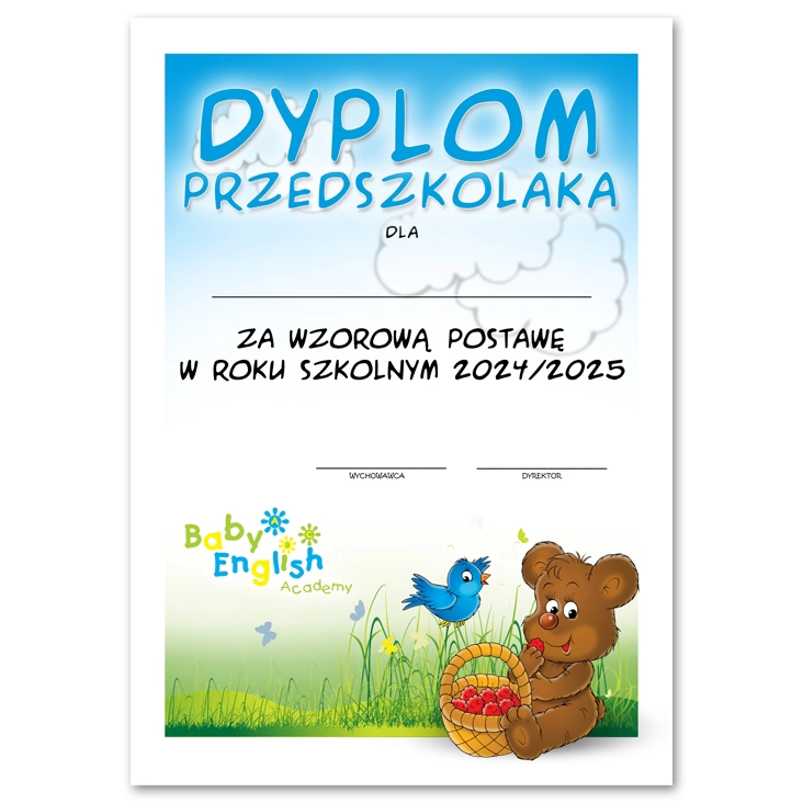 dyplom Przedszkolaka z misiem