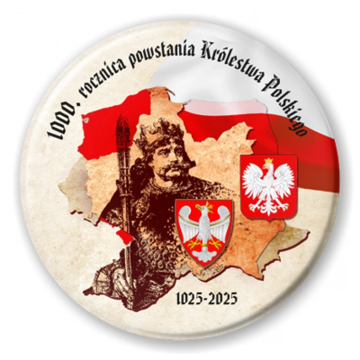 przypinka 1000. rocznica powstania Królestwa Polskiego historyczna mapa
