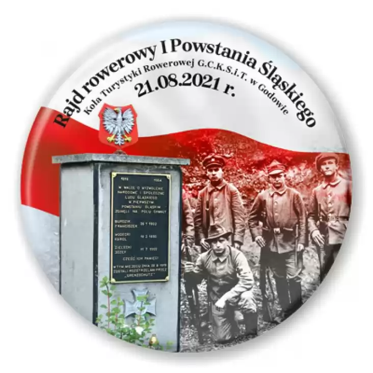 przypinka 102 rocznica I Powstania Śląskiego Rajd Rowerowy