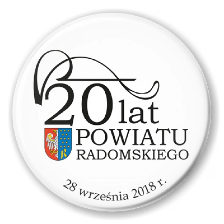 przypinka 20 lat Powiatu Radomskiego