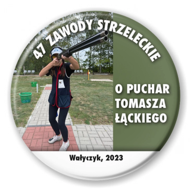 przypinka 47 zawody strzeleckie o Puchar Tomasza Łąckiego