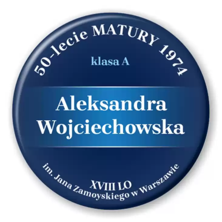 przypinka 50-lecie Matury XVIII LO w Warszawie