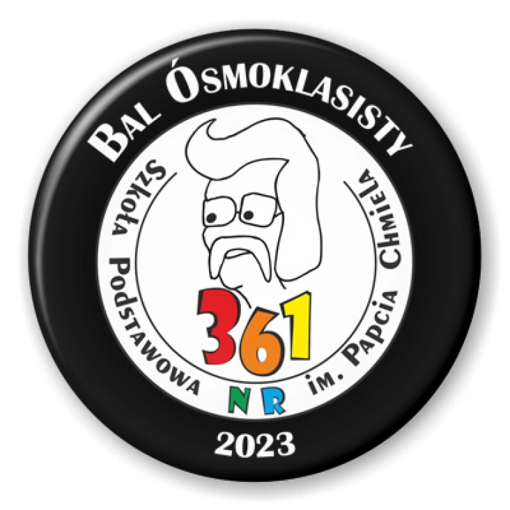 przypinka Bal Ósmoklasisty 2023 SP nr 361 im. Papcia Chmiela