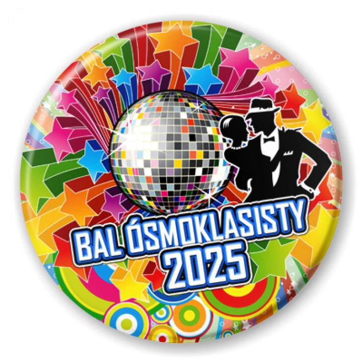 przypinka Bal ósmoklasisty z kulą disco