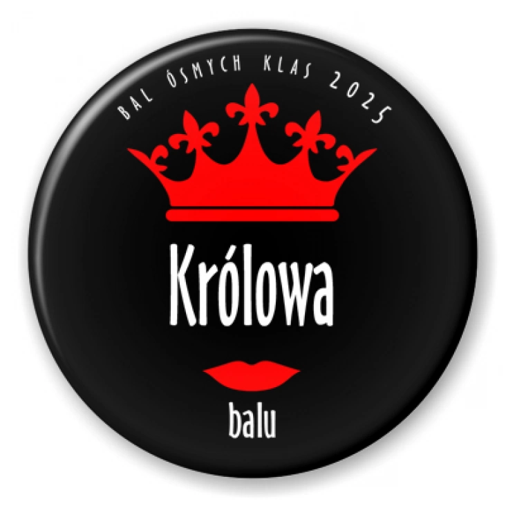 przypinka Bal Ósmych Klas czarna królowa balu