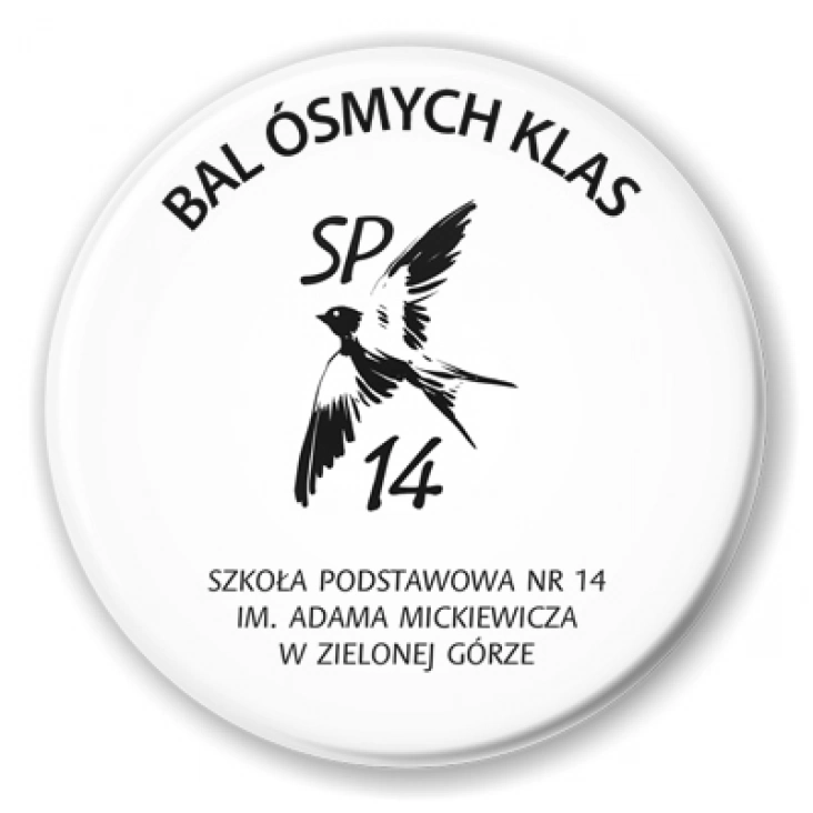 przypinka Bal Ósmych Klas SP 14 Zielona Góra