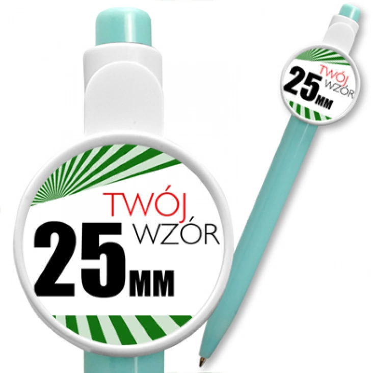przypinkaDługopis 25mm błękitny Twój wzór