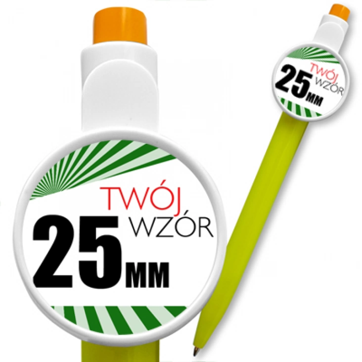 przypinkaDługopis 25mm zielony Twój wzór