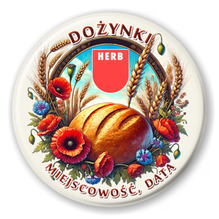 przypinka Dożynki chleb i herb