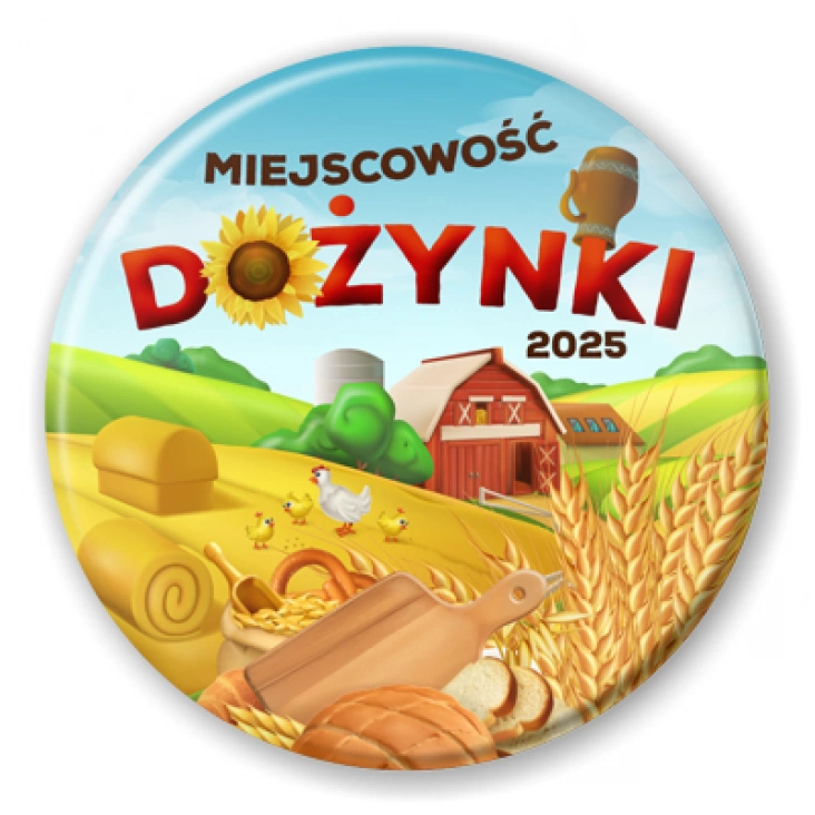 przypinka Dożynki wiejski pejzaż