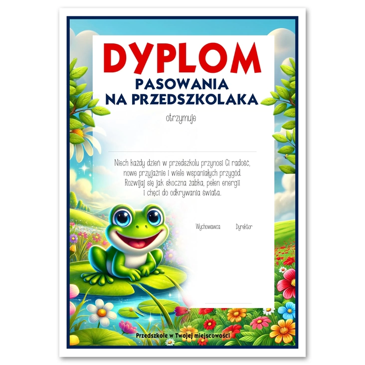 dyplom Dyplom pasowania na przedszkolaka grupa Żabki
