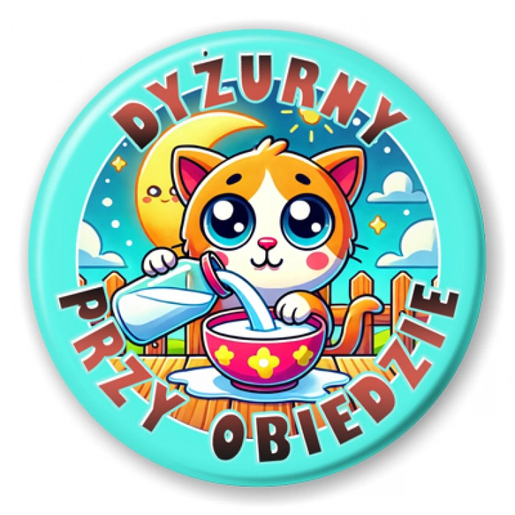 przypinka Dyżurny przy obiedzie kotek