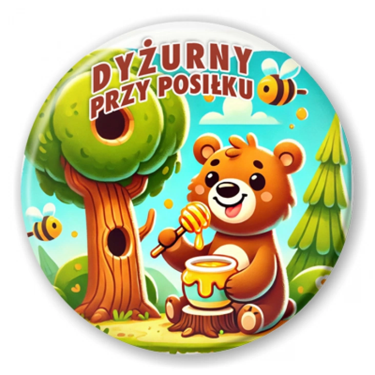 przypinka Dyżurny przy posiłku miś