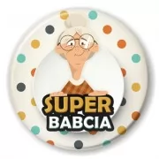 przypinka Dzien Babci Super Babcia w okularach