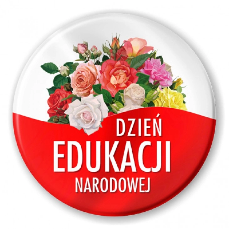 przypinka Dzień Edukacji Narodowej z bukietem róż