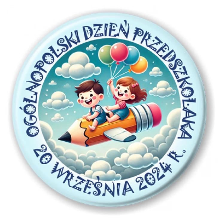 przypinka Dzień Przedszkolaka samolot-kredka