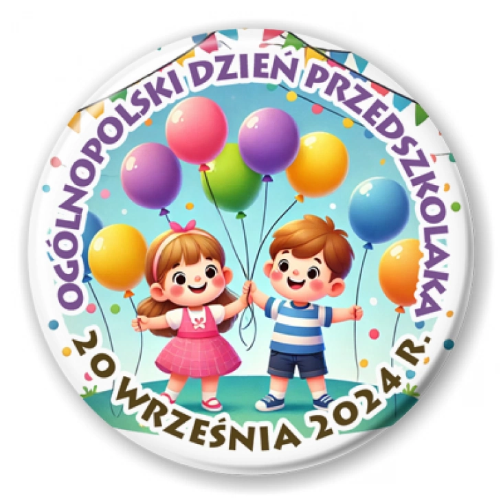 przypinka Dzień Przedszkolaka z balonikami
