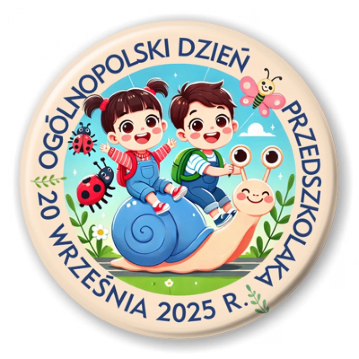 przypinka Dzień Przedszkolaka ze ślimakiem