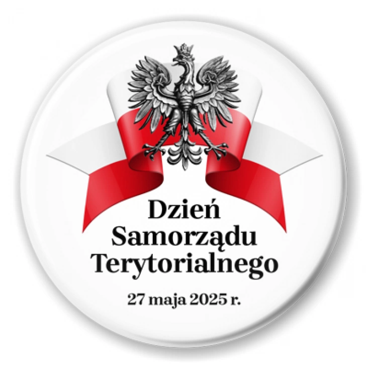 przypinka Dzień Samorządu Terytorialnego na białym tle