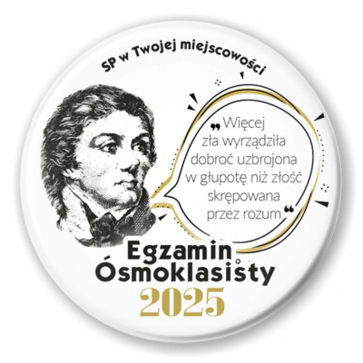 przypinka Egzamin Ósmoklasisty z Tadeuszem Kościuszko