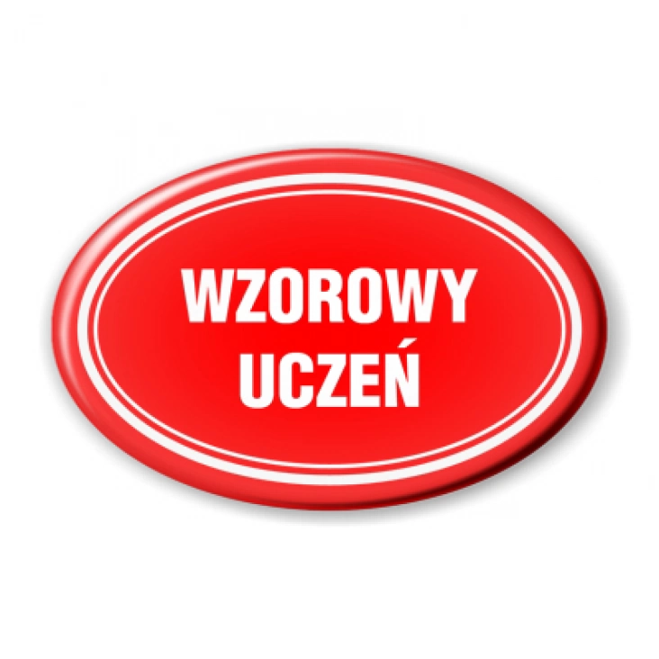 przypinka elipsa Czerwona odznaka wzorowego ucznia